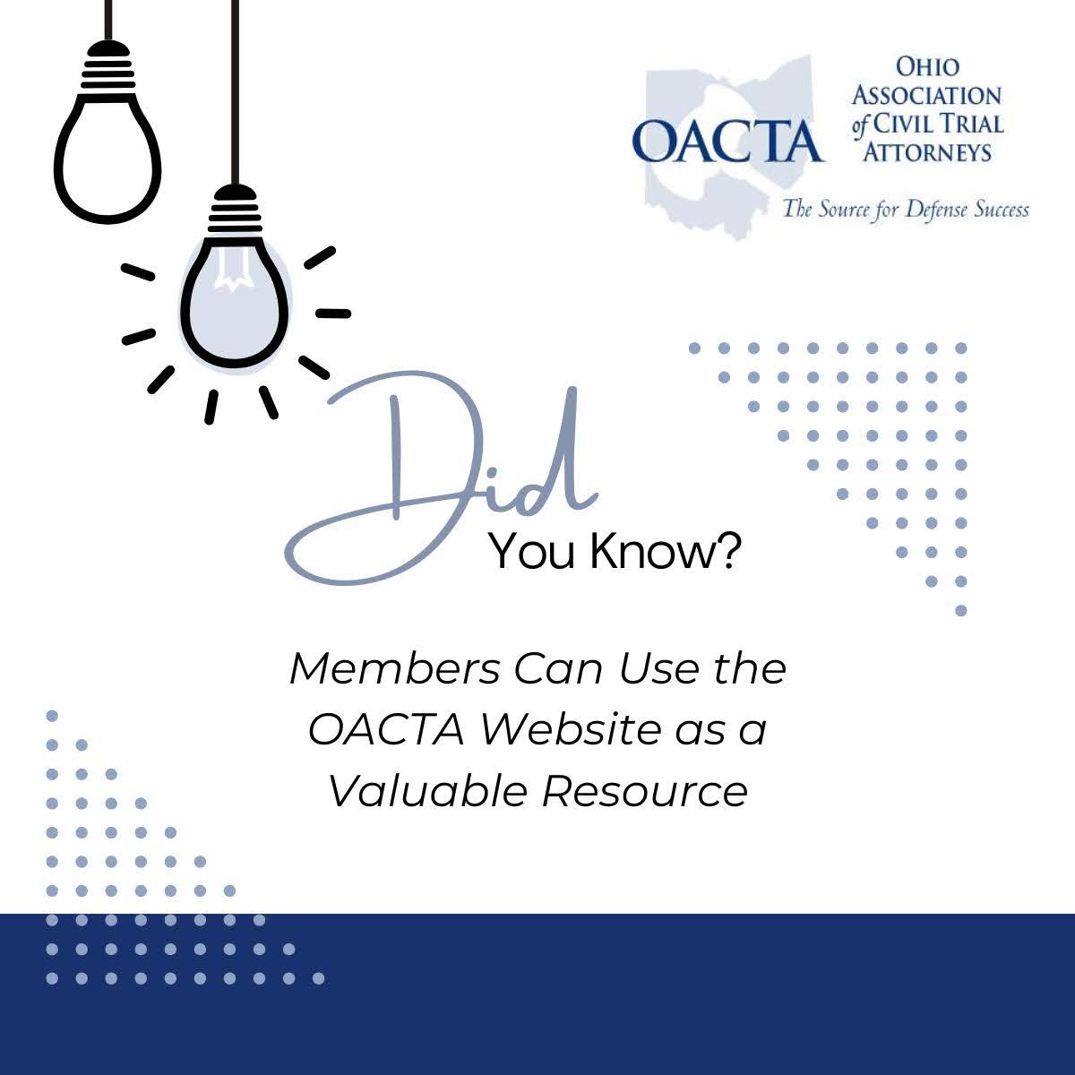 💡 Did You Know?? OACTA members have exclusive access to valuable resources on the OACTA website, including members-only pages with key industry insights and tools to support your practice. Stay informed and connected! oacta.memberclicks.net/member-benefits 

#OACTA #OACTAMembers