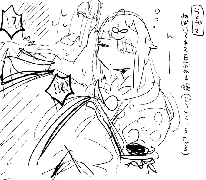何がどうしてこうなるかもこの後どうなるかも何も決めてないけどこれを元にしたプチ漫画を描きたいなあというらくがき 