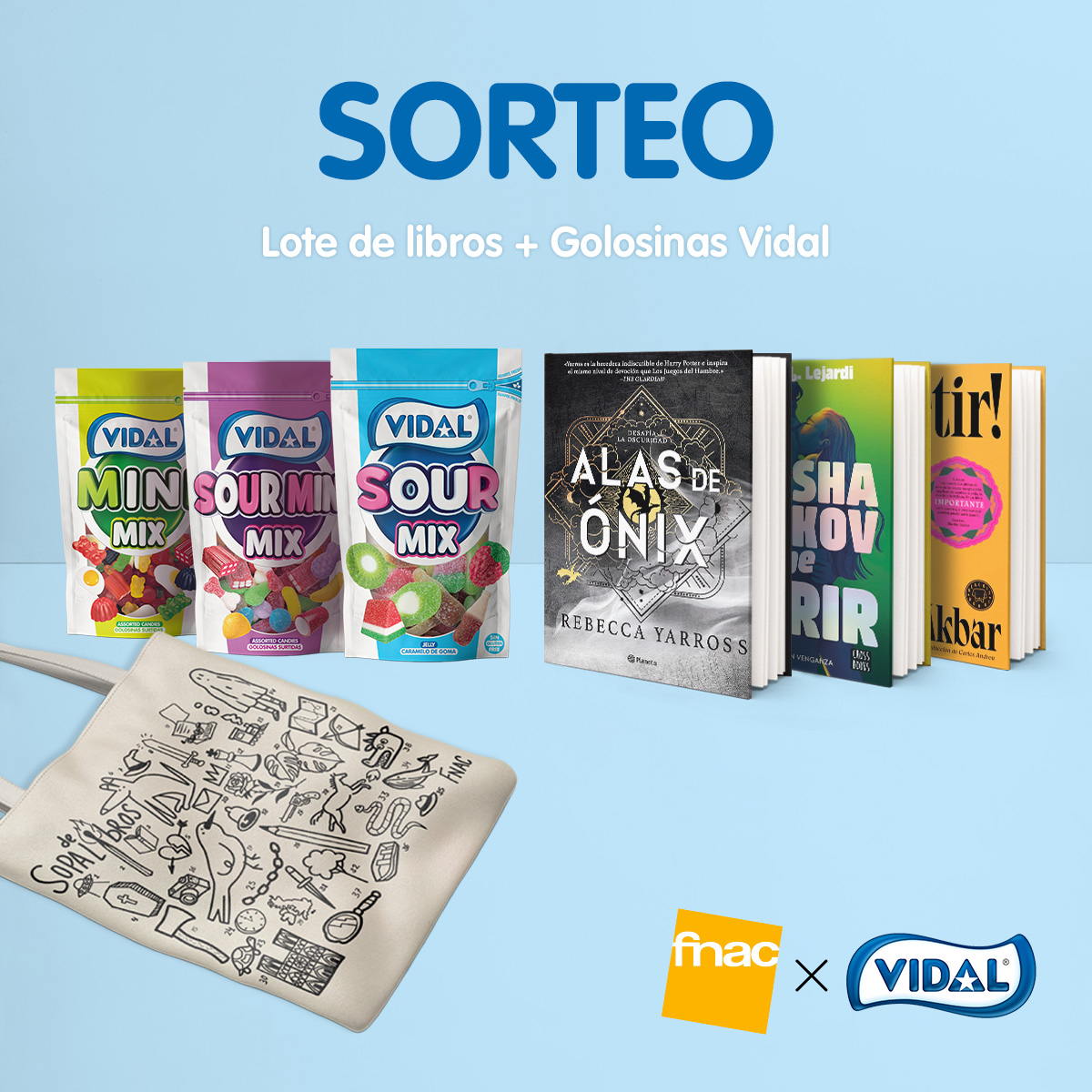 Vidal Golosinas (@vidal_golosinas) on Twitter photo 🎁✨ ¡SORTEO DÍA DE LA MADRE! ✨🎁
Lote de libros 📚 + tote preciosa 👜 + lote de golosinas Vidal 🍬
¡Un pack ideal para sorprender a mamá! 💐
Para participar:
1️⃣ Sigue a <a href="/Fnac_ESP/">Fnac España</a> y <a href="/Vidal_Golosinas/">Vidal Golosinas</a>
2️⃣ Dale like ❤️
3️⃣ Menciona a 2 personas que disfrutarían este regalazo 🎁✨ ¡SORTEO DÍA DE LA MADRE! ✨🎁
Lote de libros 📚 + tote preciosa 👜 + lote de golosinas Vidal 🍬
¡Un pack ideal para sorprender a mamá! 💐
Para participar:
1️⃣ Sigue a <a href="/Fnac_ESP/">Fnac España</a> y <a href="/Vidal_Golosinas/">Vidal Golosinas</a>
2️⃣ Dale like ❤️
3️⃣ Menciona a 2 personas que disfrutarían este regalazo