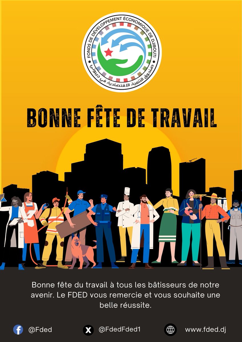 FdedFded1's tweet image. Bonne fête du travail à tous et à toutes!

#FDED
#Djibouti