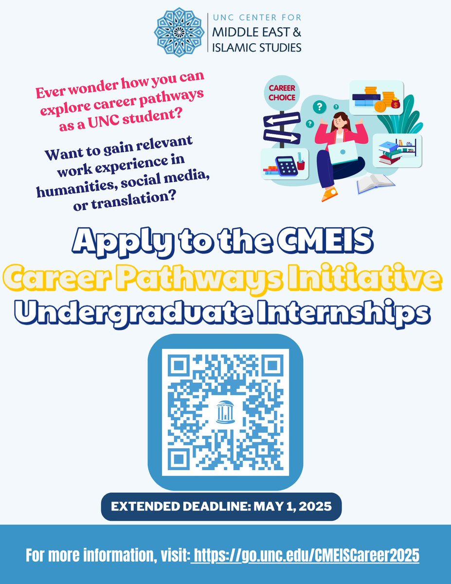 📣 Reminder: Only 2 days left to apply for the AY 2025–26 Career Pathways Initiative Undergraduate Internships! Deadline: May 1st 11:59pm. 

Don’t miss your chance to gain hands-on experience and build your professional future. 
🔗 Learn more &amp; apply now: go.unc.edu/CMEISCareer2025