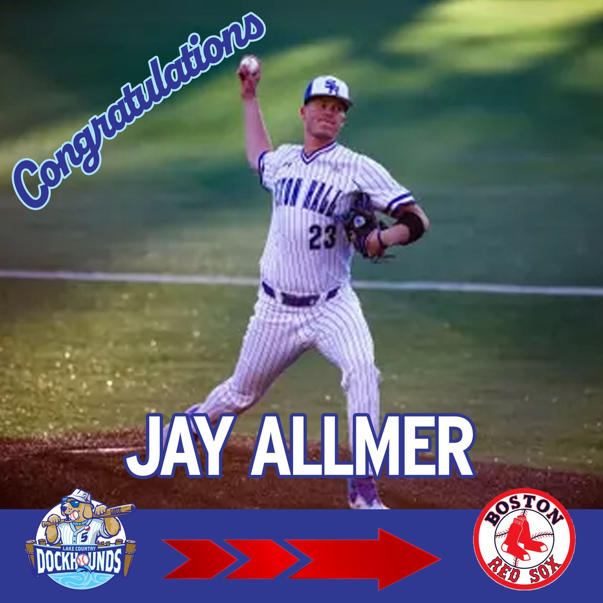 DockHounds's tweet photo. 🚨CONGRATULATIONS!🚨
We have 2 more DockHounds that are continuing their journey towards fulfilling a dream.

@jaallmer27  has been signed by the Boston Red Sox and Noah Manning has signed with the Seattle Mariners organization.
#HowlYeah https://t.co/DN4hudg4ck