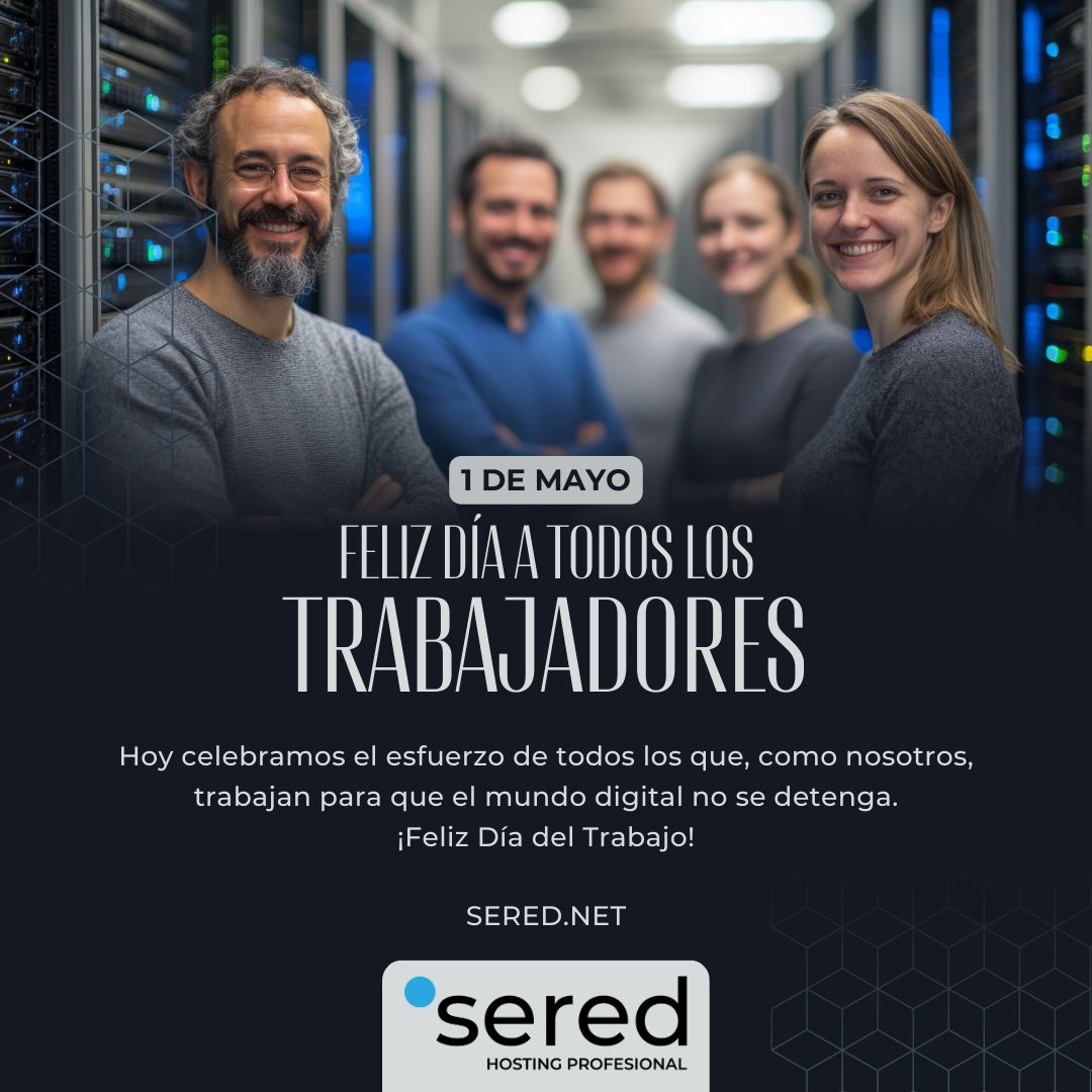 SeredNET's tweet image. Hoy no hablamos de gigas, dominios ni planes de hosting. Hoy celebramos a las personas detrás de Sered. Gracias a nuestro equipo técnico 👏 y, por supuesto, gracias a quienes confían en nosotros cada día: nuestros clientes. 💪
¡Feliz Día del Trabajo! #1deMayo