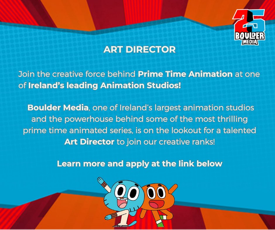 Boulder Media (@bouldermedialtd) on Twitter photo We have an exciting opportunity available for an Art Director to join our Studio! 😇
To see further details and apply through our portal visit, this link: 63cfe2b674b466401a5d1aa2.kenjo.io
Applications to close on May 5th. Best of luck! We have an exciting opportunity available for an Art Director to join our Studio! 😇
To see further details and apply through our portal visit, this link: 63cfe2b674b466401a5d1aa2.kenjo.io
Applications to close on May 5th. Best of luck!
