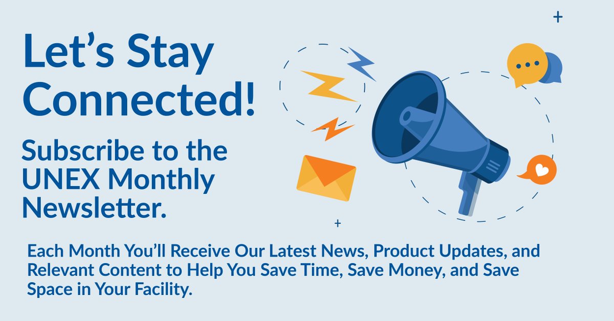 Subscribe to the UNEX Monthly Newsletter! Each month you'll receive the latest news, product updates, and relevant content from the to help you save time, money, and space in your facility.
#UNEX #Newsletter #Subscribe #SaveSpace #SpaceOptimization
hubs.li/Q03hVFcy0