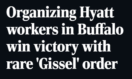 BIG UPDATE: A few days ago I wrote about unionizing Buffalo Hyatt workers and the egregious union busting they've faced at Doug Jemal's hotel.

The NLRB has now issued a very rare order compelling the hotel to recognize and bargain with the union.

Story: buffalonews.com/news/local/bus…