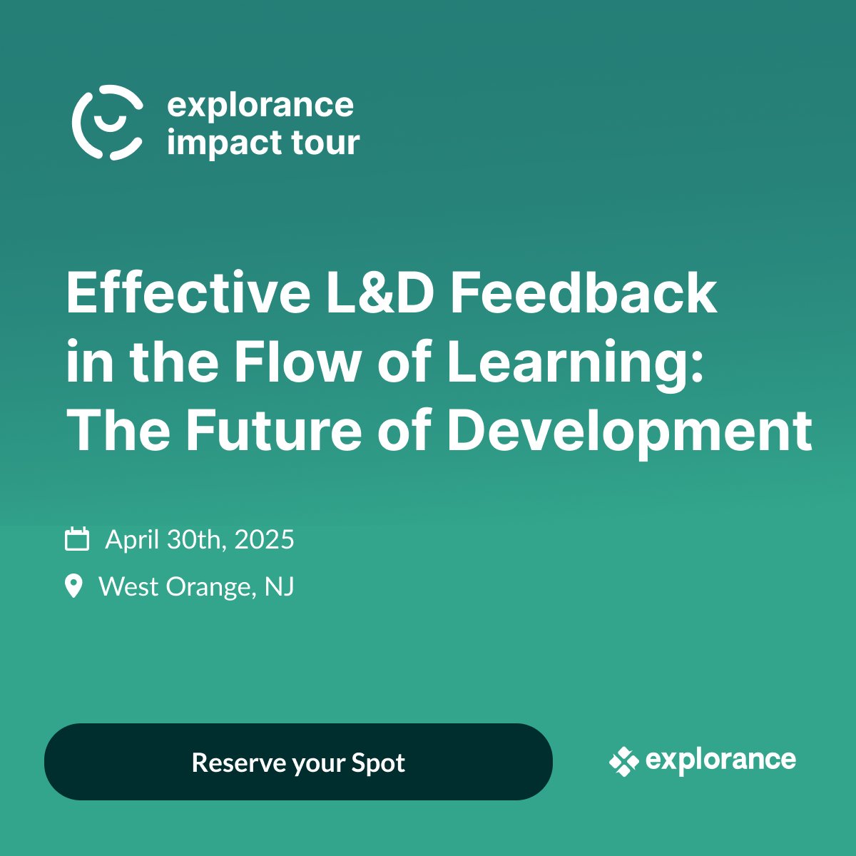 explorance's tweet image. TODAY: The #Explorance Impact Tour has arrived in New Jersey! 🛬

We&apos;re excited to welcome #L&amp;amp;D professionals for discussions on connecting #LearningMeasurement to business outcomes and demonstrating the #ROI

Registration is still available—join us! hubs.la/Q03jYq130