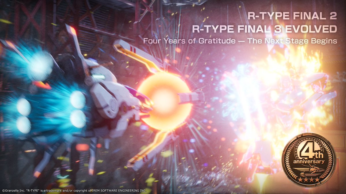 rtypefinal2_jp's tweet image. 🎉『R-TYPE FINAL 2』発売から4周年！
皆さまの応援に心より感謝いたします。
🎮現在、PlayStation Store＆ニンテンドーeショップで最大60％OFFセール開催中です！
この機会にぜひお楽しみください✨
#rtypefinal2 #rtypefinal3