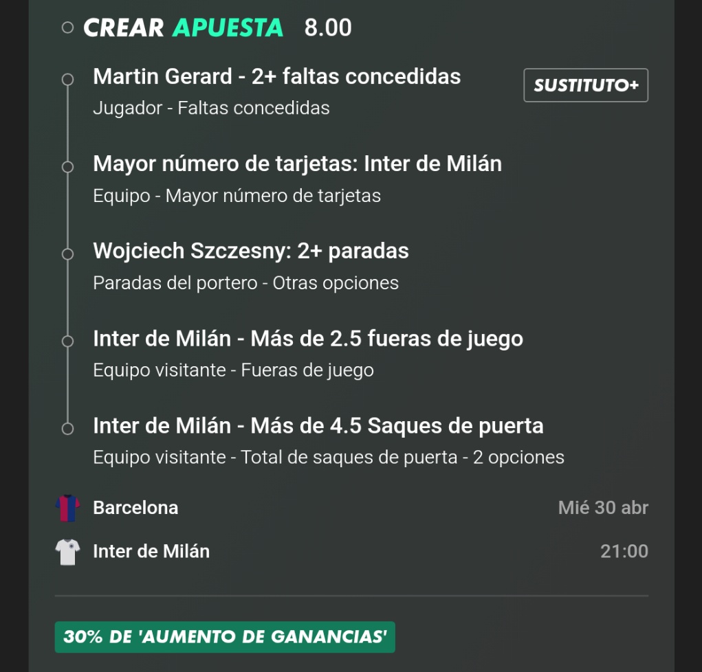 CUOTA <a href="/10/">PR</a> PARA EL PARTIDAZODE CHAMPIONS ENTRE <a href="/FCBarcelona_es/">FC Barcelona</a> y <a href="/intermilan/">Inter Milan</a> UTILIZANDO EL AUMENTO DE BET365.

EN CASO DE ACERTAR REGALO 2 PASES AL VIP NBA HASTA FINAL DE PLAYOFFS ENTRE LOS LIKES 🩵🩵🩵