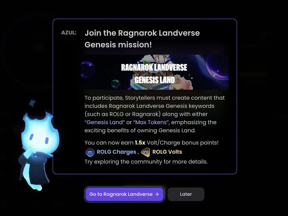 Justnameology's tweet photo. I’m joining the RAGNAROK LANDVERSE GENESIS mission!
Create content using keywords like ROLG, Ragnarok, Genesis Land, or Max Tokens to earn 1.5x Charges &amp; Volts on Nexus.

Let’s make stories that matter.
#GenesisLand #ROLG #Zentry https://t.co/QhhMTdav6X
