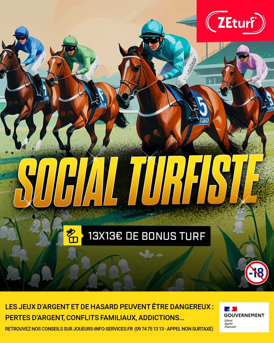Il parait que le muguet porte chance... 💐

En 2000, qui est le jeune jockey a avoir réalisé une manita lors de la réunion du 1er mai ? 🤚

🎁 𝟭𝟲𝟵€ de bonus turf à vous partager.
❤️ Follow <a href="/ZEturfFr/">ZEturf 🔞</a> + RT &amp; Likez + Votre réponse et votre login en com'.
⏳TAS 06/05.