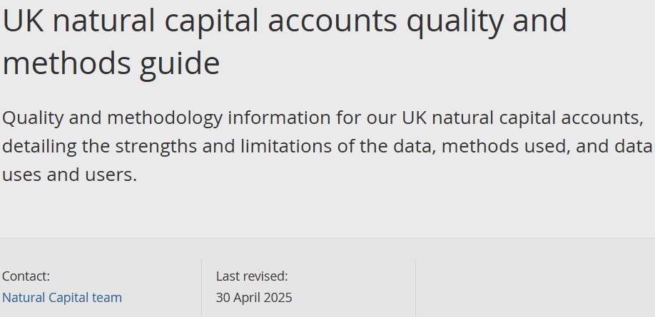 ChrisHatton_ONS's tweet image. Today we&apos;ve published our updated UK natural capital accounts and quality methods guide - ow.ly/hgA850VKvzK #NaturalCapital #Environment #EnvironmentData @ONS