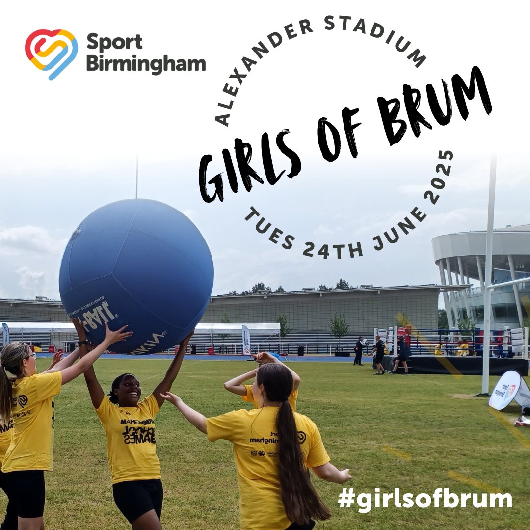 Girls of Brum takeover Alexander Stadium!

📅24th June
👋Year 7 girls
🤩Sport sessions, wellbeing village and much more!

The event is all about inspiring confidence, breaking down barriers, and showing just how powerful can be.

Sign your school up here: forms.office.com/e/d70z5f7jD5