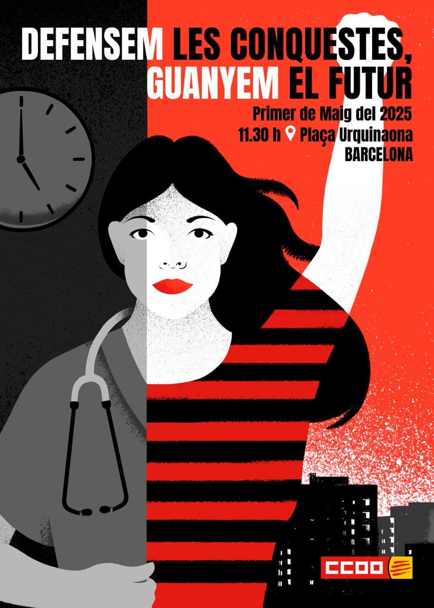 CCOOMetroBCN's tweet photo. DEFENSEM LES CONQUESTES, GUANYEM EL FUTUR

💪 Primer de Maig
🗓️ Ens veiem, demà dijous, a la manifestació❗️

📍 Punt de trobada: plaça d'Urquinaona.
🕠 11.30 h.

Us esperem‼️

#1MCCOO #1deMaig https://t.co/hZv022JFkh