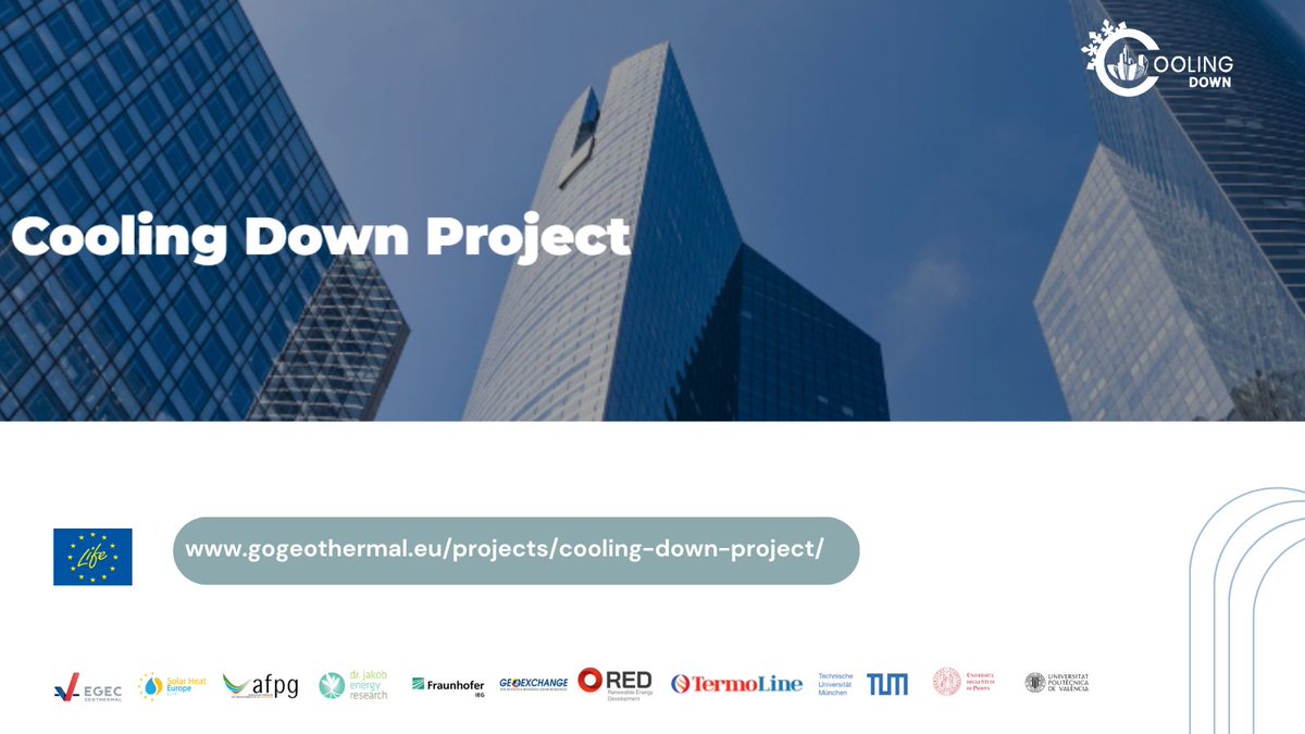 As April 2025 ends, so does the COOLING DOWN project ❄️ — launched in 2022 to shape a vision for renewable cooling in Europe. Funded by the EU LIFE Programme 🇪🇺, the project promoted geothermal 🌍 and other sustainable solutions to support climate adaptation and combat Urban Heat