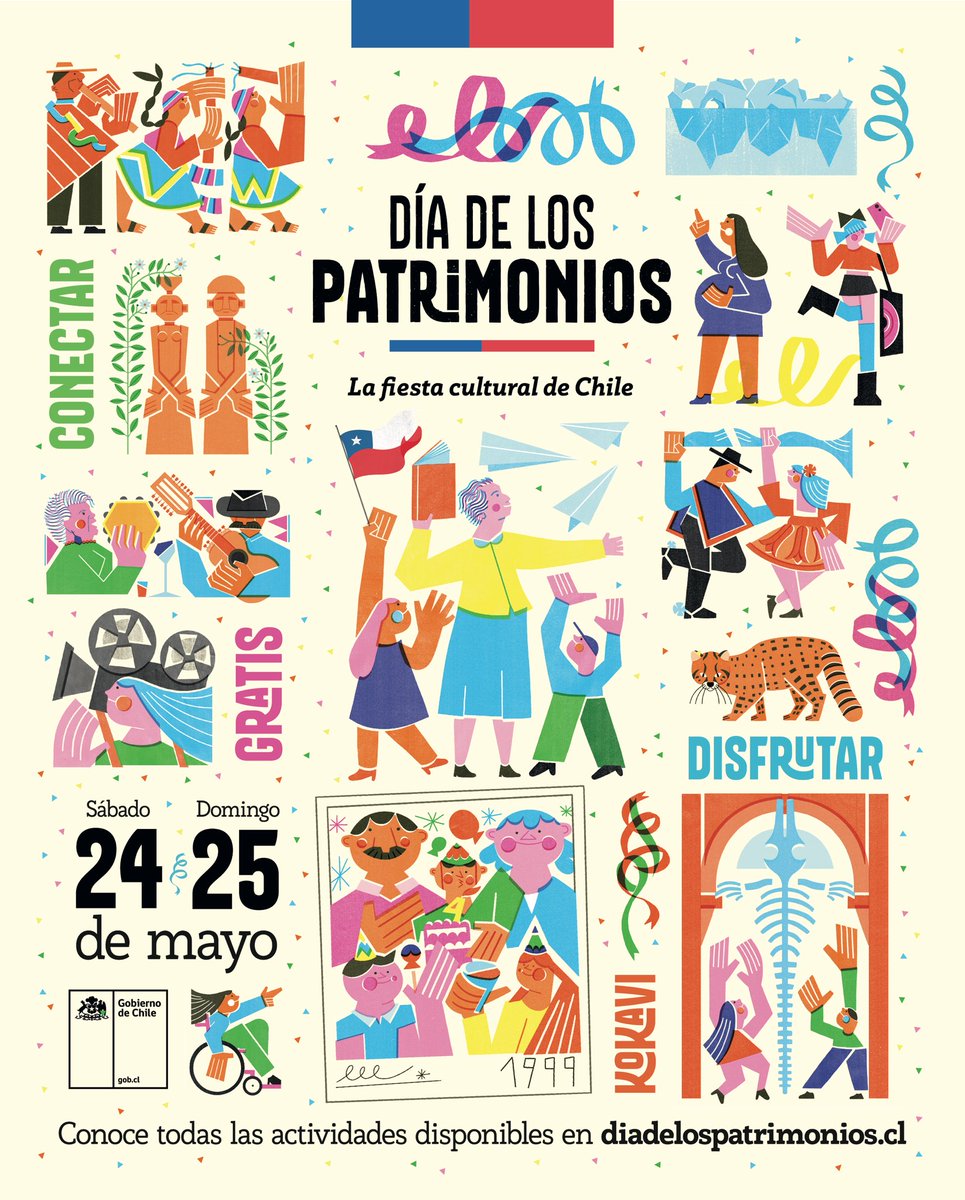 📢 ¡Este 24 y 25 de mayo celebramos el #DíadelosPatrimonios!
Una fiesta cultural que conecta a Chile de norte a sur 🇨🇱
Prepárate para disfrutar las historias, territorios y tradiciones 🏛️🎭
👉 diadelospatrimonios.cl
#LafiestaculturalCL