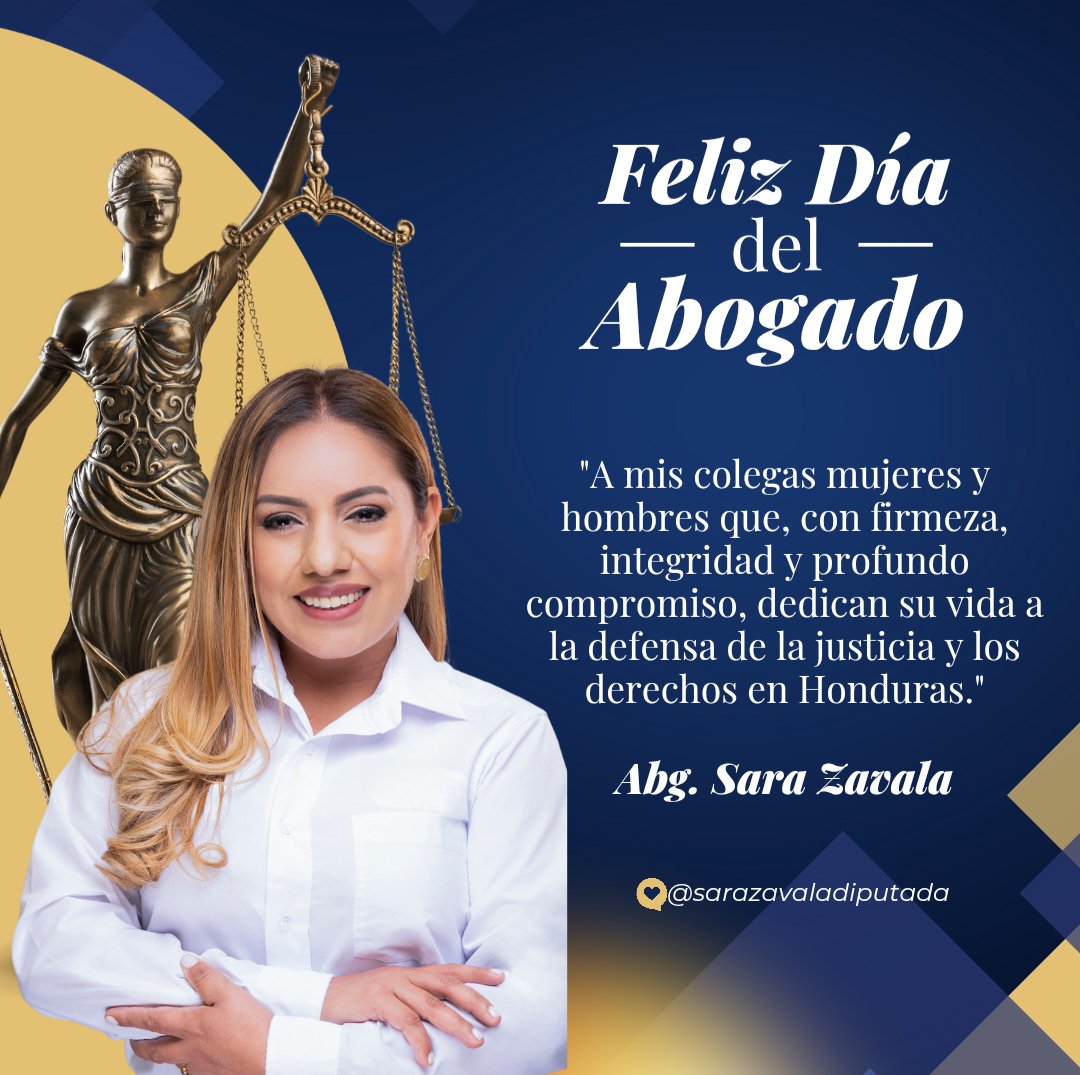sarazavalahn's tweet photo. ¡Felicito a todos mis colegas juristas especialmente a los hondureños!

Resalto la integridad, compromiso y pasión con la que defendemos la justicia y el Estado de Derecho.

Orgullosa de pertenecer a este gremio, pieza clave en la construcción de sociedades justas y democráticas. https://t.co/nfJf46315T