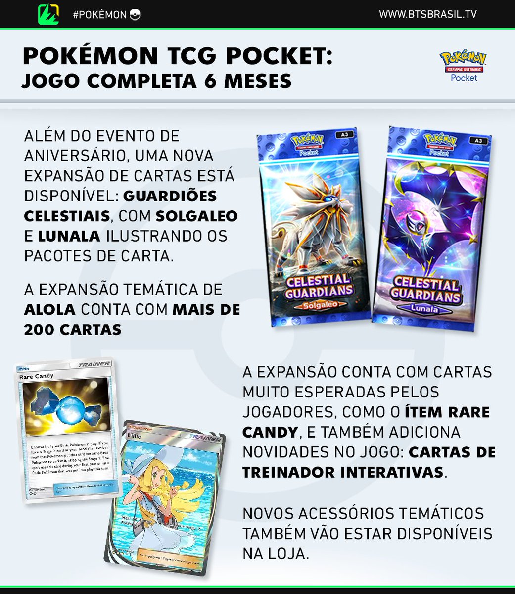 Pokémon TCG Pocket está completando 6 meses de lançamento! 
Um evento especial já está disponível no jogo com conteúdos exclusivos. 

Já conferiu as novidades no app? 👀 

#pokemon #PokemonTCGPocket