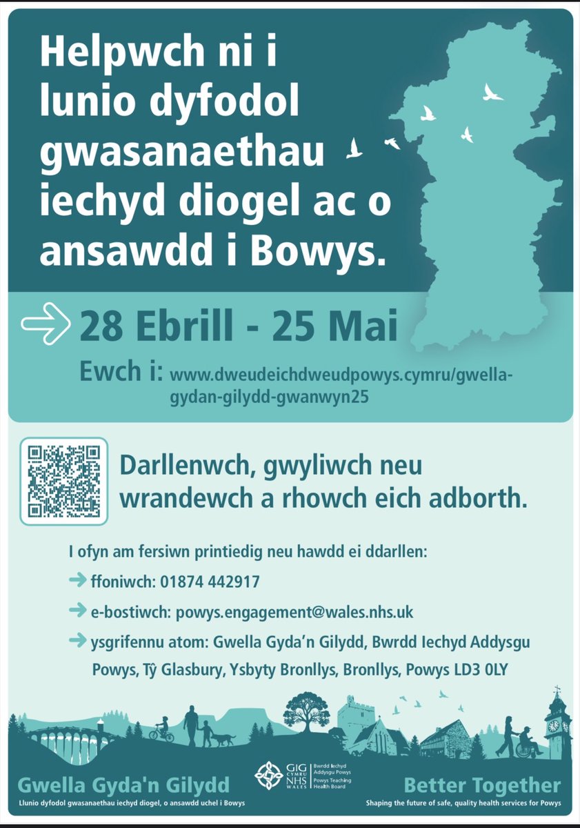Mae Bwrdd Iechyd Addysgu Powys yn galw ar holl drigolion a chleifion Powys i rannu eu barn ar ddyfodol gwasanaethau iechyd. Mae'r rhaglen 'Gwella Gyda'n Gilydd' yn gweithio i ddod o hyd i ffyrdd o barhau i ddarparu gwasanaethau o safon sy'n diwallu anghenion pobl Powys orau: