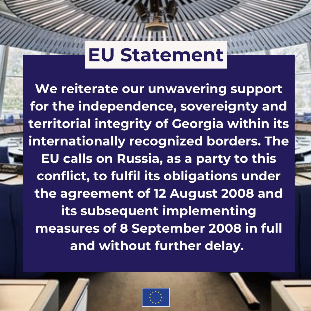 Today, Ambassador Vesna Kos delivered a statement on behalf of the EU and its Member States on the <a href="/coe/">Council of Europe</a> SG’s 31st consolidated report on the conflict in Georgia, calling on the Russian Federation to withdraw its forces.

Read the full statement here: europa.eu/!pbwGQG