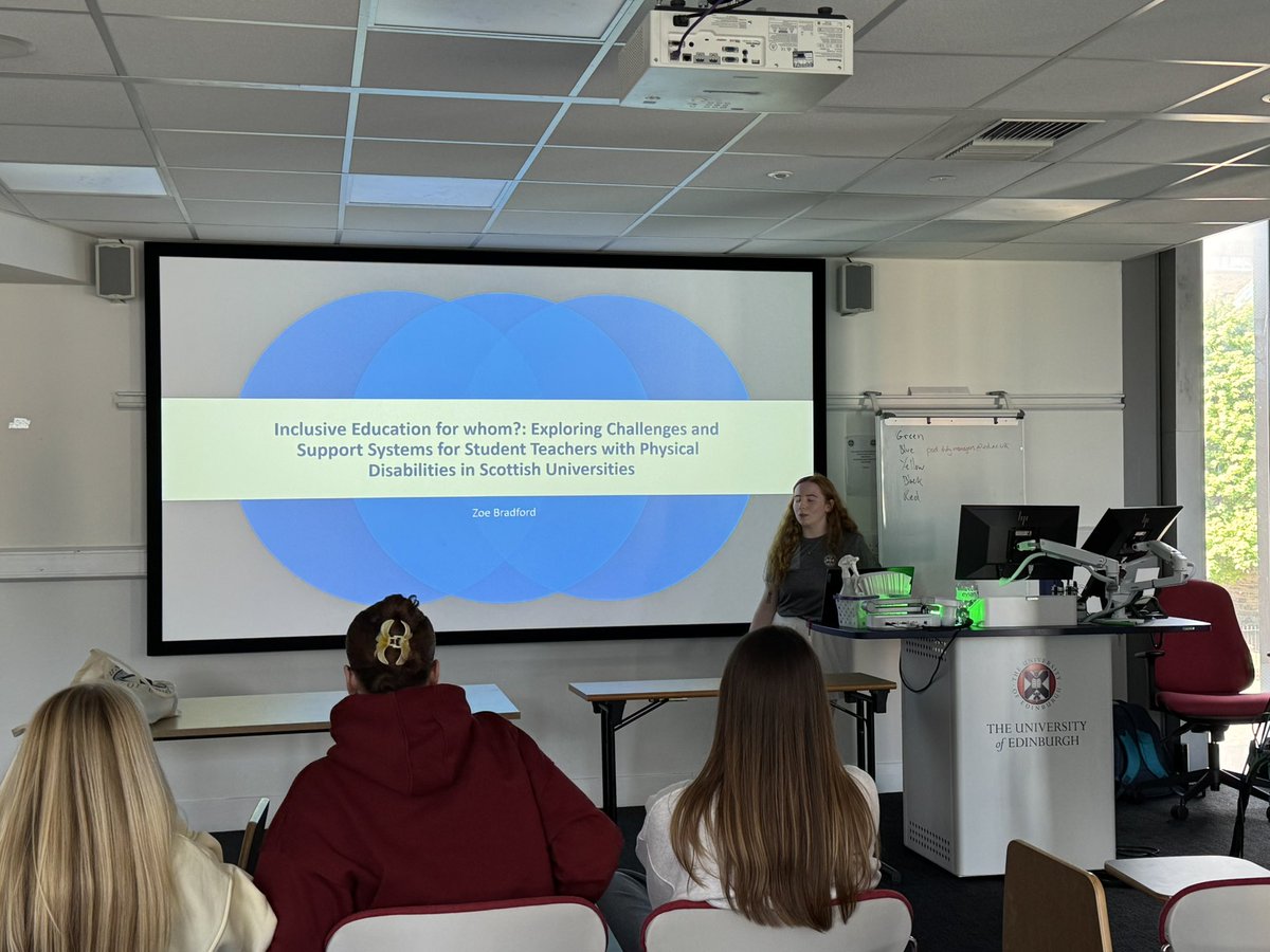 ColBrough's tweet image. Final session of the @UoE_PE 4th year dissertation conference is included student presentations on a broad range of research topics, including poverty, educational relationships, dyslexia and teaching @EdinburghUni @MorayHouse
