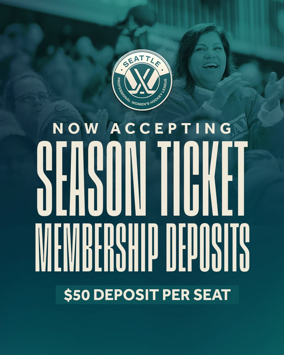 PWHL__Seattle (@pwhl__seattle) on Twitter photo Let’s pack <a href="/ClimateArena/">Climate Pledge Arena</a> for the 2025-26 season 🗣️
Be the first to join us by putting down a Founding STM deposit, available now! Members enjoy special Member ticket pricing, access to exclusive events, merchandise discounts and a special annual gift.
🎟️ bit.ly/4jNvgyu Let’s pack <a href="/ClimateArena/">Climate Pledge Arena</a> for the 2025-26 season 🗣️
Be the first to join us by putting down a Founding STM deposit, available now! Members enjoy special Member ticket pricing, access to exclusive events, merchandise discounts and a special annual gift.
🎟️ bit.ly/4jNvgyu