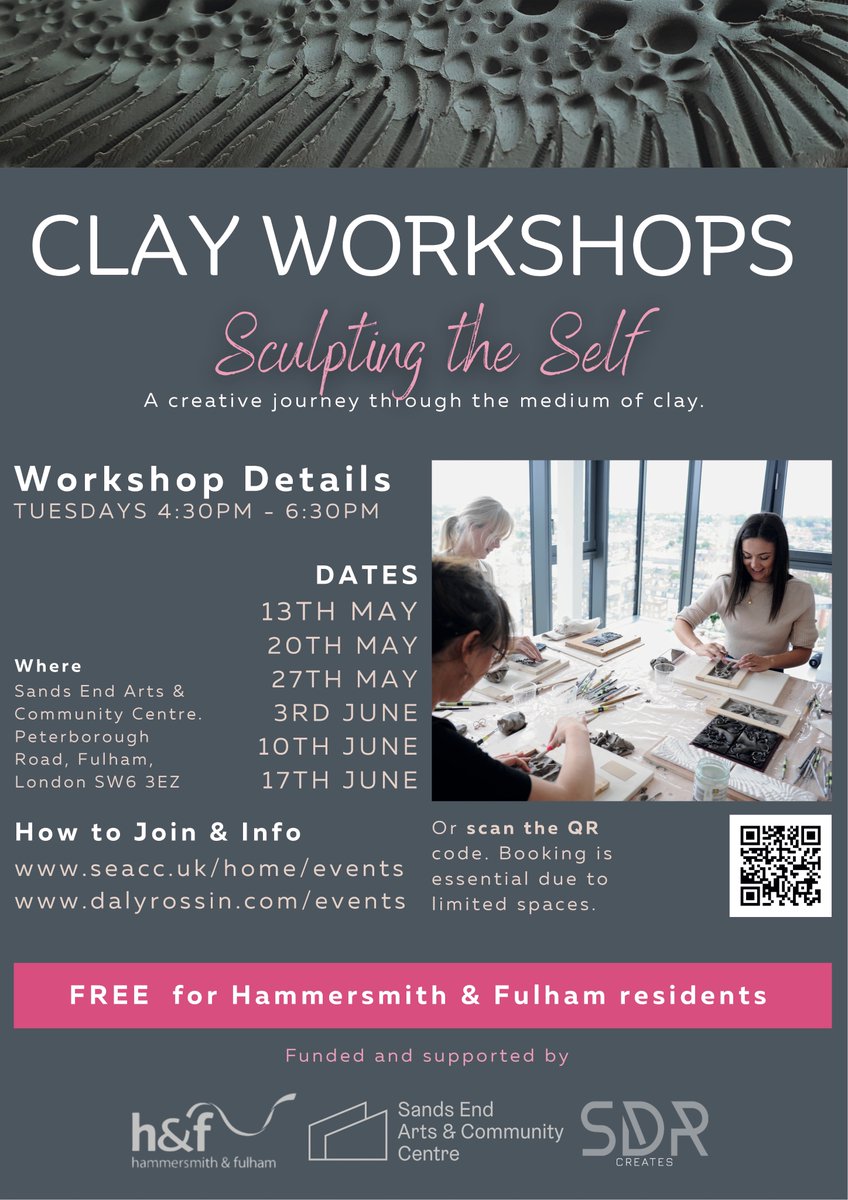 H&F Council (@lbhf) on Twitter photo In May & June, <a href="/SeaccFulham/">SEACCFulham</a> is hosting a series of six sculpting workshops, focusing on the process of working with clay.
It's free for H&F residents!
Session start on 13 May - sign up here:
seacc.uk/events/sculpti… In May & June, <a href="/SeaccFulham/">SEACCFulham</a> is hosting a series of six sculpting workshops, focusing on the process of working with clay.
It's free for H&F residents!
Session start on 13 May - sign up here:
seacc.uk/events/sculpti…