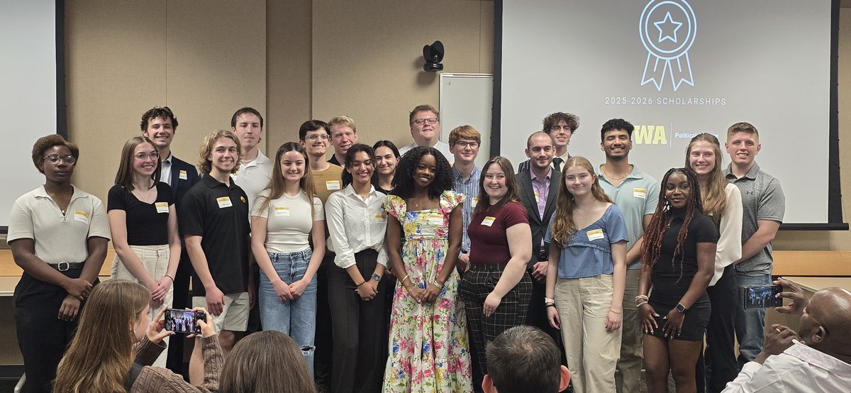 Recipients of 2025-2026 departmental scholarships and external awards were honored at our Annual Political Science Awards Ceremony last week. Congrats! Full list of recipients at politicalscience.uiowa.edu/departmental-s…