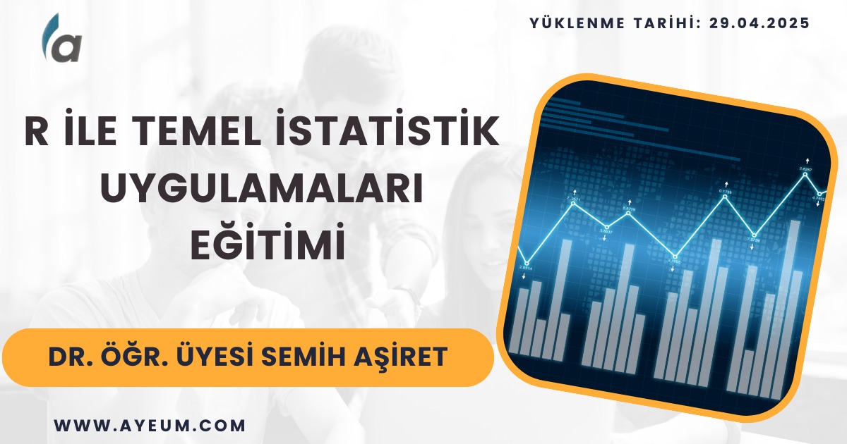 "R ile Temel İstatistik Eğitimi"

R diliyle istatistiksel analiz öğrenin, veriye dayalı kararlar alın!
Dr. Öğr. Üyesi Semih Aşiret

🌐 ayeum.com

✅ R’ye giriş
✅ Temel istatistik uygulamaları
✅ Grafik ve veri analizleri

#ayeum #rtemelistatistik #keşfet #beğeni