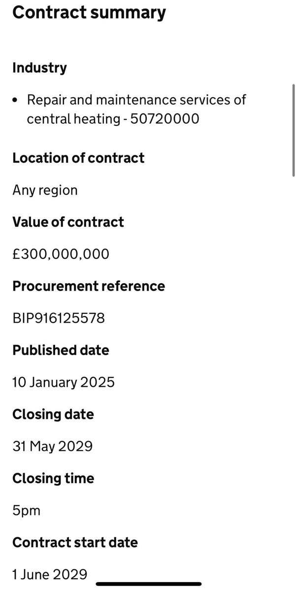 £300 million UK government contract for Service and Maintenance of Heat Pumps - paid by the UK taxpayer. Contract start date: 1 June 2029. 

If ever there was an example of the need for a UK version of DOGE, this is it.