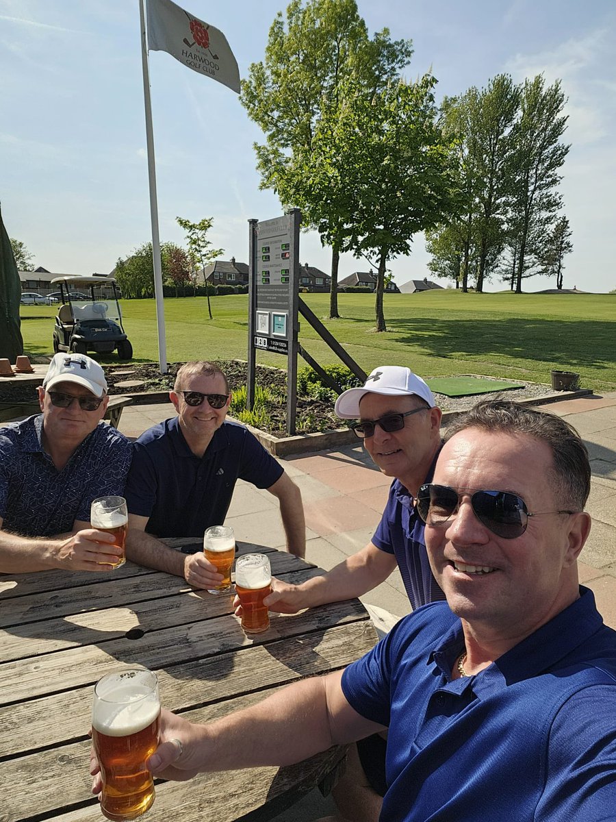 First golf day of 2025 was a glorious one! 😎 Thank you Liam Gareth &amp; Sean for all the laughs! Ian &amp; Liam ended up with the victory with Ian’s eagle on the 4th being class!?!! 😱🏌️‍♂️🤣 Shout out to all the team at @harwoodgc for a fab day - the Course is looking amazing! #4ballgolf