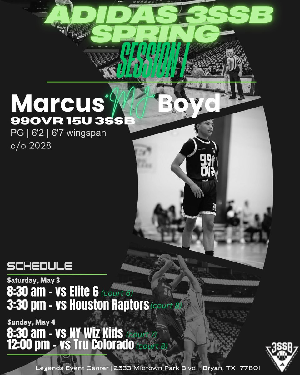 Marcus “MJ” Boyd (@marcus_boyd11) on Twitter photo 📌 Adidas 3SSB Session 1 Schedule
I’m ready to hit the court this weekend!
Team <a href="/99OVRbball/">99OVRbball</a> 📌 Adidas 3SSB Session 1 Schedule
I’m ready to hit the court this weekend!
Team <a href="/99OVRbball/">99OVRbball</a>
