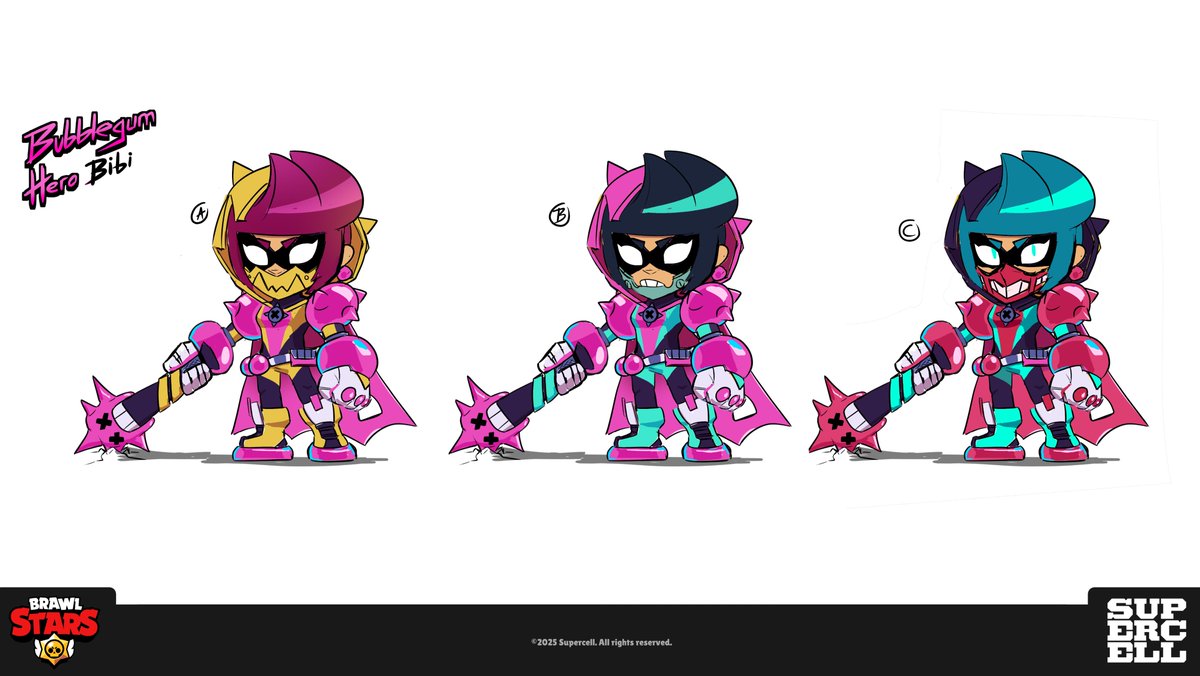 Some sketches I did for Justice Smasher Bibi! #BrawlStars