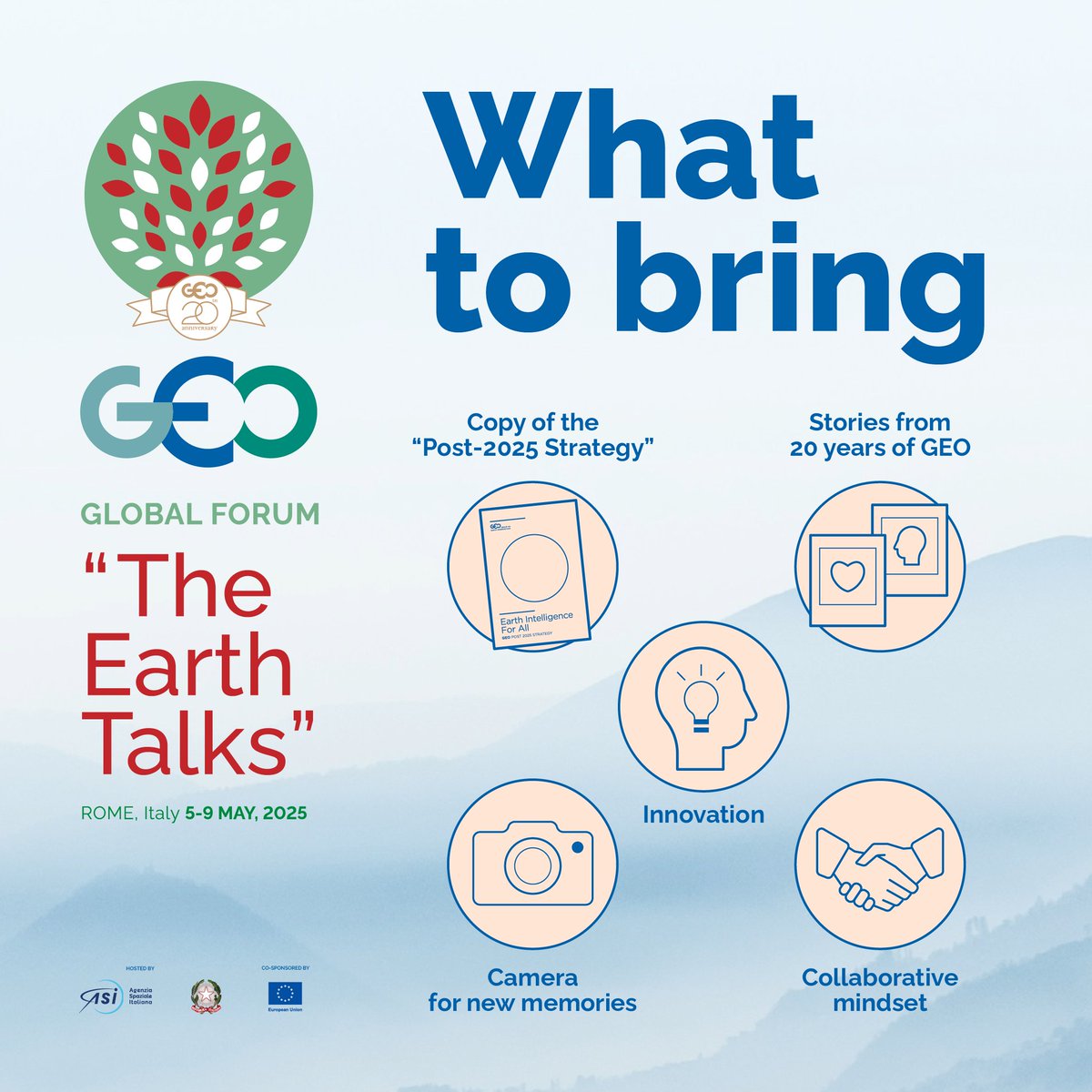 It's almost time for the GEO Global Forum.

Heading to Rome next week? Don’t forget:

📘 Our Post-2025 Strategy (link below).
💡 Your boldest ideas.
📸 A finger ready to capture all those memories.
🤝 And a mindset eager to collaborate with friends old and new.