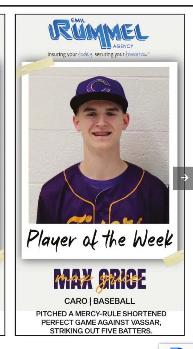 PLAYER OF THE WEEK #2

Congratulations to Freshman Max Grice <a href="/Mgrice_10/">Max Grice</a> on his Player of the Week nod from the Tuscola County Advertiser and <a href="/LetsTalkSports3/">Let's Talk Sports</a> for his no hitter vs Vassar a couple weeks back.