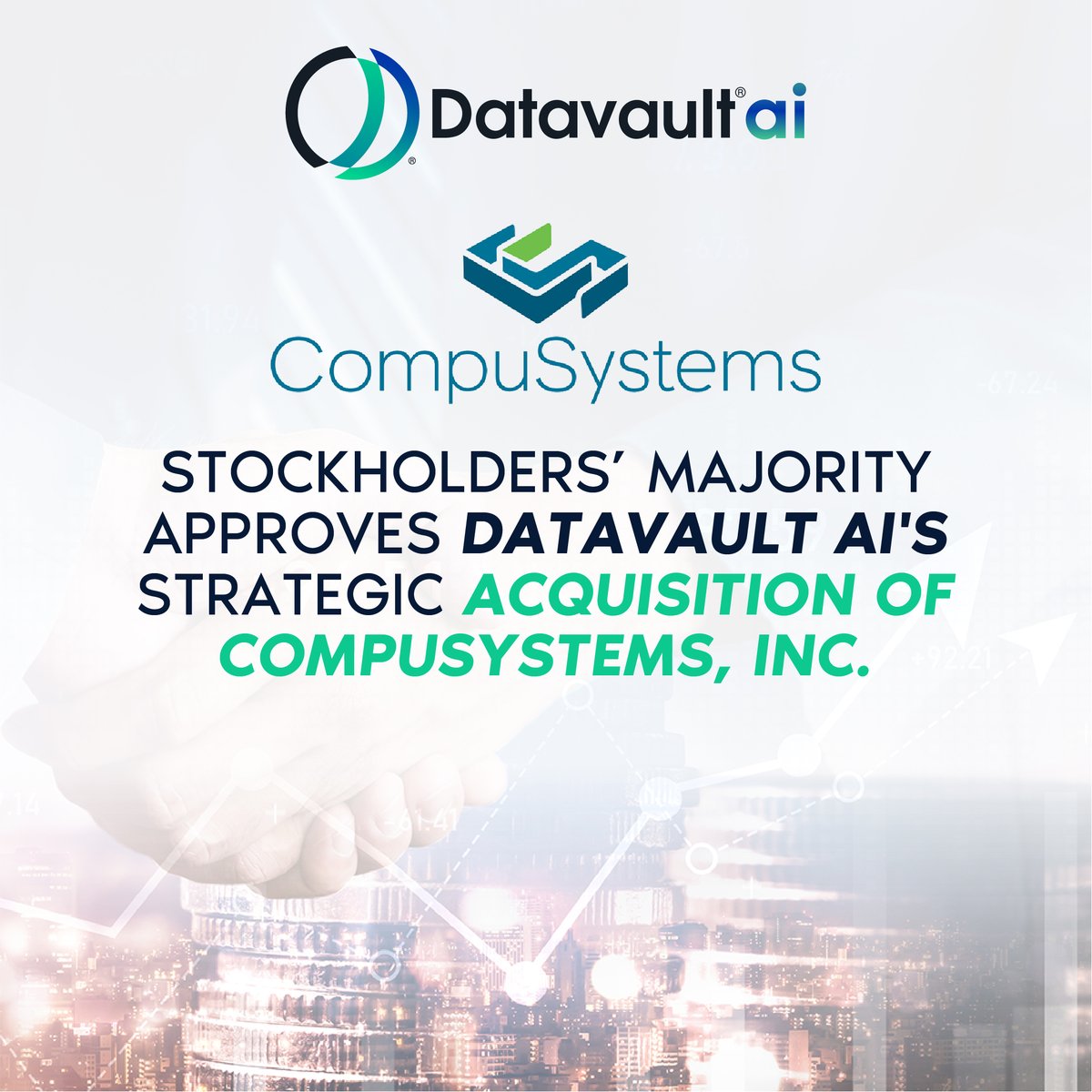 Datavaultai (@datavault_ai) on Twitter photo Datavault AI has secured the stockholder votes needed to acquire <a href="/CompuSystemsInc/">CompuSystems</a>! CSI is projected to contribute $15M–$20M toward our 2026 revenue goal of $40M–$50M. Deal expected to close week of May 19. Investor call: May 20, 9AM ET. 🔗 bit.ly/4iJrm8W #DatavaultAI Datavault AI has secured the stockholder votes needed to acquire <a href="/CompuSystemsInc/">CompuSystems</a>! CSI is projected to contribute $15M–$20M toward our 2026 revenue goal of $40M–$50M. Deal expected to close week of May 19. Investor call: May 20, 9AM ET. 🔗 bit.ly/4iJrm8W #DatavaultAI
