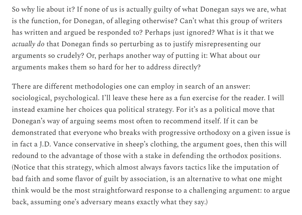Eric Levitz (@ericlevitz) on Twitter photo Great from <a href="/a_n_a_berg/">Anastasia Berg</a>: Some lefties respond to mild heterodoxy - such as merely acknowledging an ideologically inconvenient fact - by 1) denying the fact, 2) thereby concluding that those who speak about it have vile motives, and 3) proving this by lying about what they argue. Great from <a href="/a_n_a_berg/">Anastasia Berg</a>: Some lefties respond to mild heterodoxy - such as merely acknowledging an ideologically inconvenient fact - by 1) denying the fact, 2) thereby concluding that those who speak about it have vile motives, and 3) proving this by lying about what they argue.