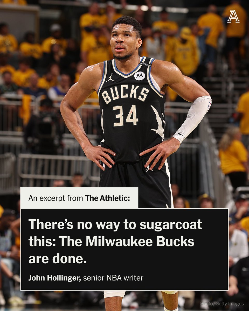 The Athletic (@theathletic) on Twitter photo Sorry Bucks fans, but it's over.
After three straight first-round exits from NBA Playoffs, and Damian Lillard’s Achilles injury, the only important thing to monitor now is whether Milwaukee trades Giannis Antetokounmpo.
<a href="/johnhollinger/">John Hollinger</a> on the team's options 🧵 Sorry Bucks fans, but it's over.
After three straight first-round exits from NBA Playoffs, and Damian Lillard’s Achilles injury, the only important thing to monitor now is whether Milwaukee trades Giannis Antetokounmpo.
<a href="/johnhollinger/">John Hollinger</a> on the team's options 🧵