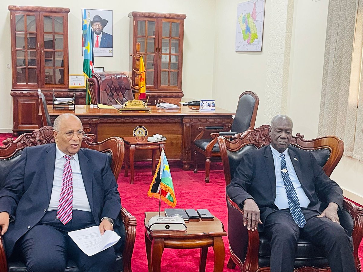 The Chief of Staff of <a href="/RJMECsouthsudan/">RJMEC South Sudan</a>, Amb. Berhanu Kebede today held a meeting with the Chairperson of the National Transitional Committee (NTC) and Senior Presidential Advisor, Hon. Kuol Manyang Juuk. During the meeting,..1/3