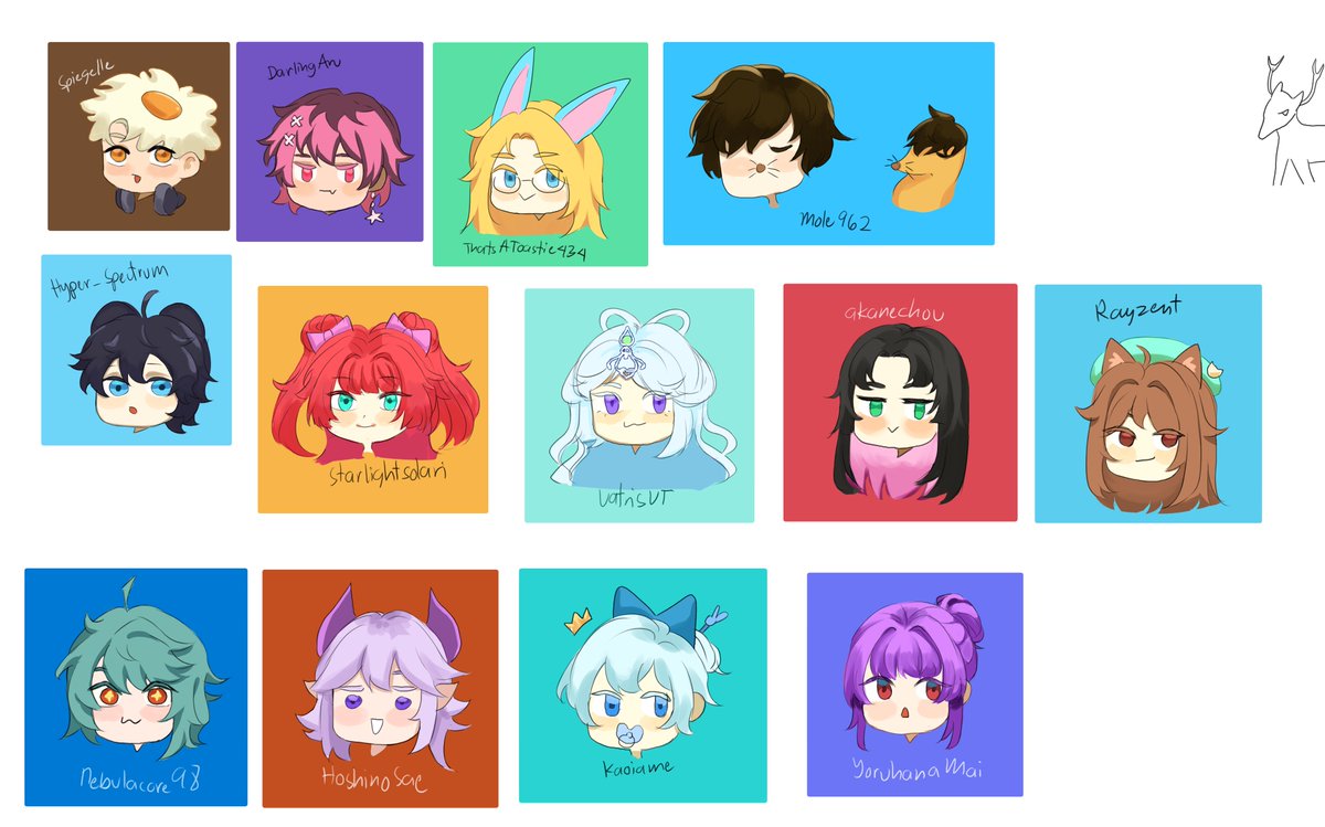 Going on short vacay! Will distribute 1-by-1 colored chibis once I return. For now, here's the entire canvas.