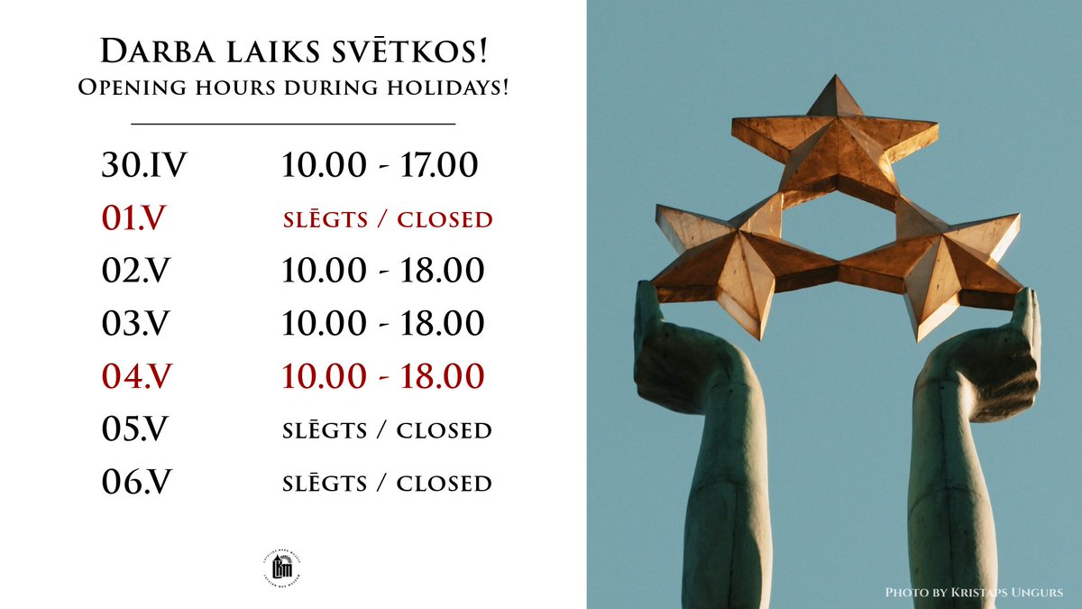 Latvijas Republikas Neatkarības atjaunošanas svētkos - gaidīsim jūs Latvijas Kara muzejā! 🇱🇻

#darbalaiks