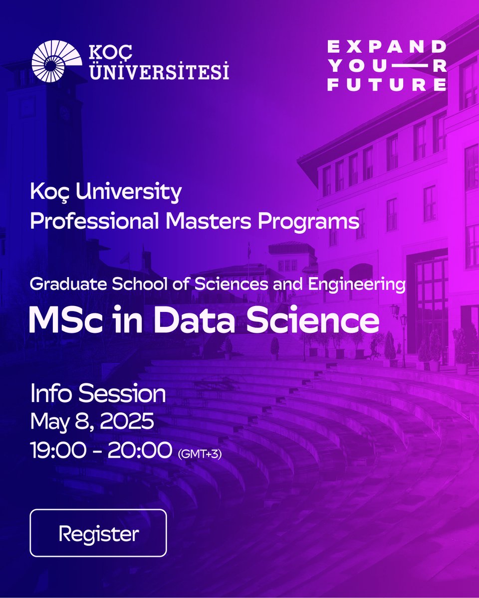 🎓 Interested in Data Science?

Join our online Info Session to learn more about the Koç University MSc in Data Science – a Professional Master’s Program designed for the future of tech, analytics, and AI.

📅 May 8, 2025
🕖 19:00–20:00 (GMT+3)
🔗 Register now: