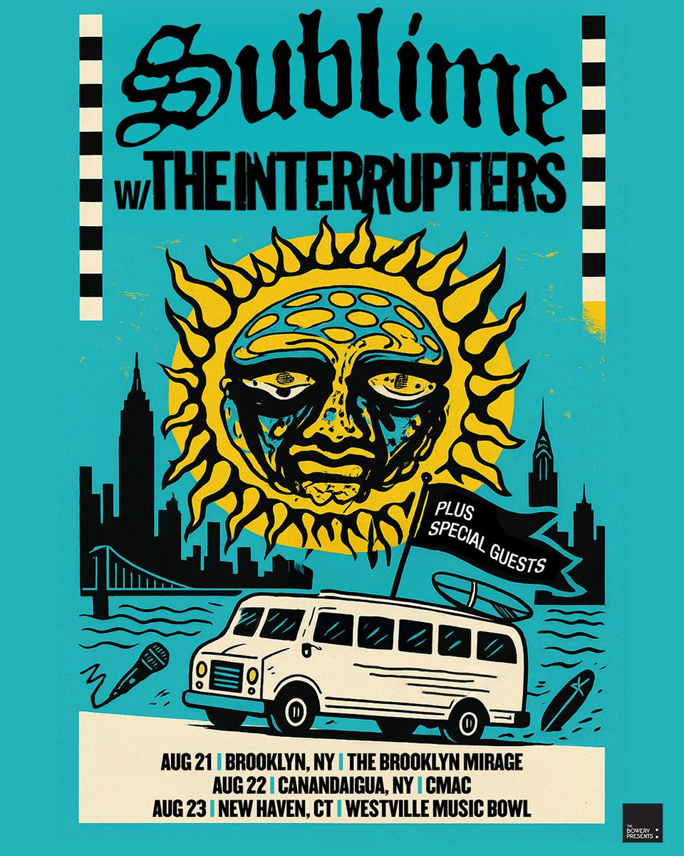sublime's tweet photo. Two SoCal bands heading to the East Coast together this August 📷📷 Presale begins this Thursday 5/1 @ 10 am et. Sign up for first access to presale tickets at https://t.co/4m1OehmcGE.

General On sale begins this Friday 5/2 @ 10 am ET.

Sublime w/ @Interruptweets

Aug 21 | Brooklyn, NY | @BrooklynMirage
Aug 22 | Canandaigua, NY | @cmacevents
Aug 23 | New Haven, CT | @WestvilleBowl