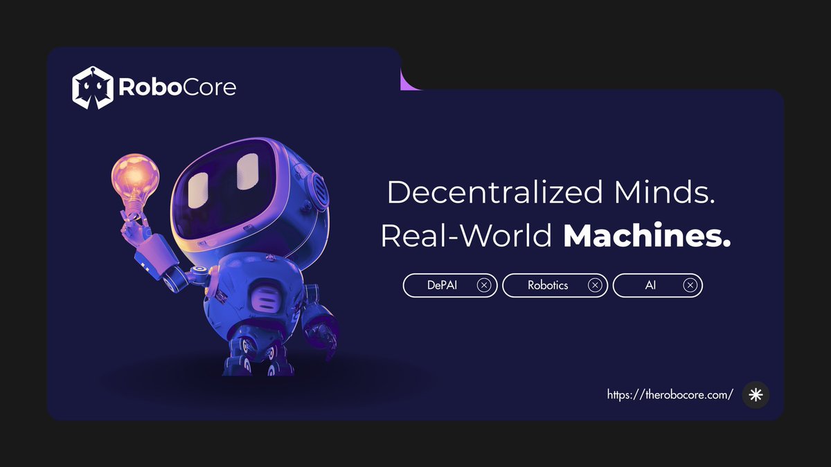 XfJoe_7's tweet photo. @BraverCrypto The age of Physical AI is here.
@robocoreerc connects autonomous machines to Ethereum — no middlemen, no limits. Just pure, on-chain intelligence powering real-world action.
Code has a body now.
$ROBOC 🤖🔩
#RoboCore #AIonEthereum #PhysicalAI #Web3Machines #OnChainRobotics https://t.co/osggCTZM3l