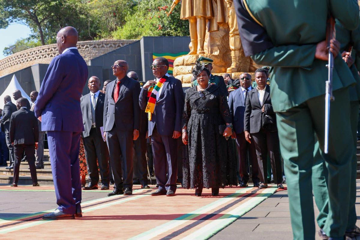 Together with the First Lady, I attended the double burial of national heroes, Brig Gen Victor Rungani (Rtd) and Cde Walter Basopo, at the National Heroes Acre.

We honour their service to Zimbabwe.

May they rest in peace.
#NationalHeroes #Zimbabwe