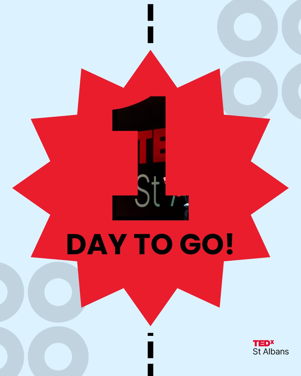 Only one day left until General Tickets are on sale Thursday, May 1st for our 2025 TEDx St Albans event on Change and Continuity!🙌

Mark your calendars for Wednesday, 15th October and follow our pages for the booking link!✨

 #TEDxStAlbans #TEDx2025 #changeandcontinuity