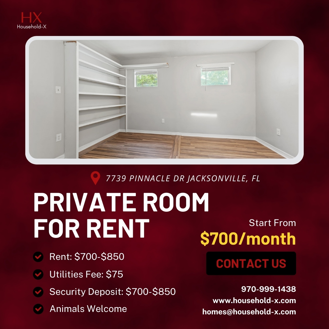 📍7739 Pinnacle Dr, Jacksonville, FL 

💬 Real Conversations. Join our thriving community! 

📅 Limited spots—DM us! 👉 Household-X.com 

#CoLivingRealEstate #AffordableHousing #CommunitySpaces #ColoradoLiving #ElevateYourSpace #ColivingColorado