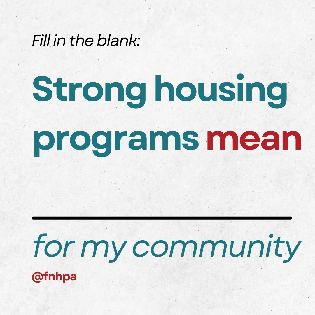FNHPA_APHPN's tweet photo. What does having strong housing programs mean for your community? Let us know in the comments!
#fnhpa #firstnationhousing #firstnationcommunity #canadianfirstnationhousingindustry https://t.co/RBv3Qsnzmg