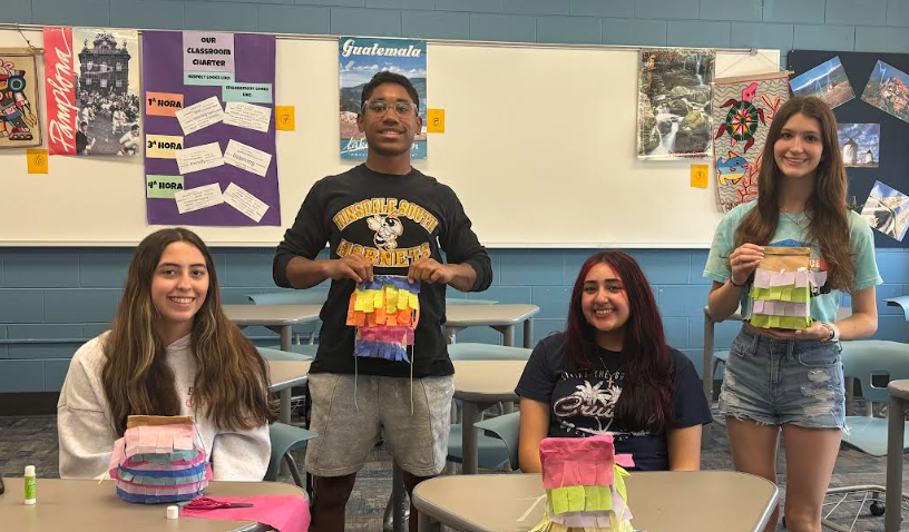 Spanish Club met this week to make mini piñatas. #SouthPride