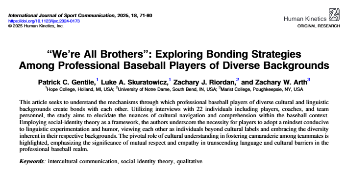 Human Kinetics (@human_kinetics) on Twitter photo Check out the latest research from <a href="/IJSC_journal/">International Journal of Sport Communication</a>! “We’re All Brothers”: Exploring Bonding Strategies Among Professional Baseball Players of Diverse Backgrounds doi.org/10.1123/ijsc.2… Check out the latest research from <a href="/IJSC_journal/">International Journal of Sport Communication</a>! “We’re All Brothers”: Exploring Bonding Strategies Among Professional Baseball Players of Diverse Backgrounds doi.org/10.1123/ijsc.2…